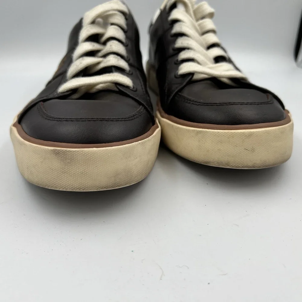 Polo Ralph Lauren Sayer Men's Black/White Leather Low Top Lace-Up Sneakers 10D